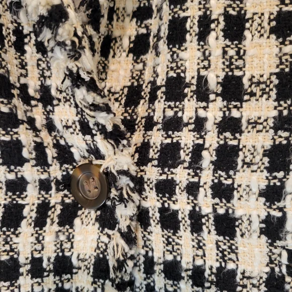 ANN TAYLOR TWEED Yellow Black and White Plaid Women's Blazer Sz 10 - Picture 13 of 15